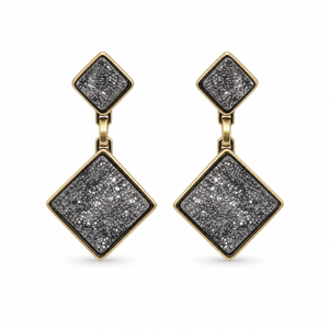Platinum druzy Pedras do Brasil natural stone PVD drop earrings