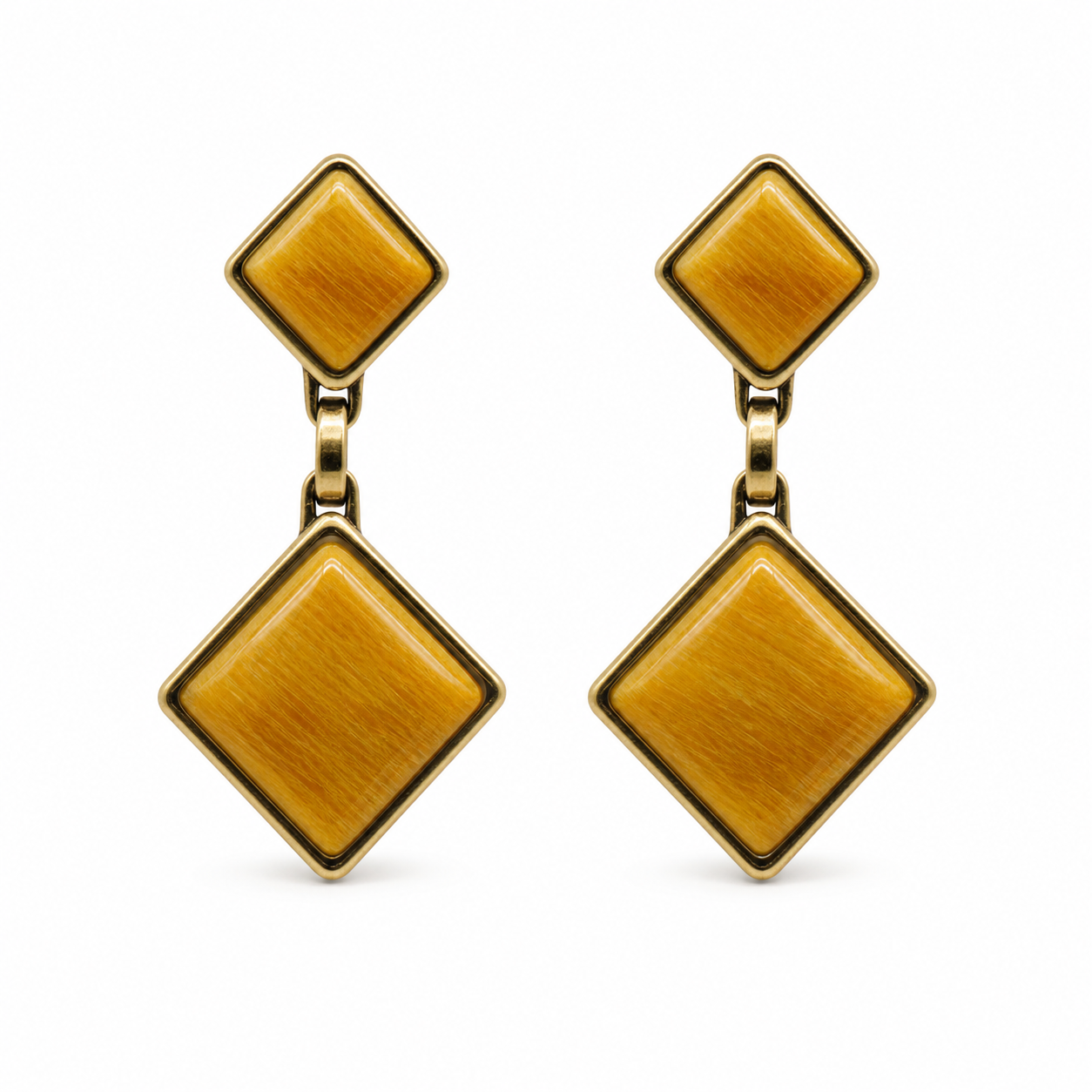 Yellow amazonite Pedras do Brasil natural stone PVD drop earrings