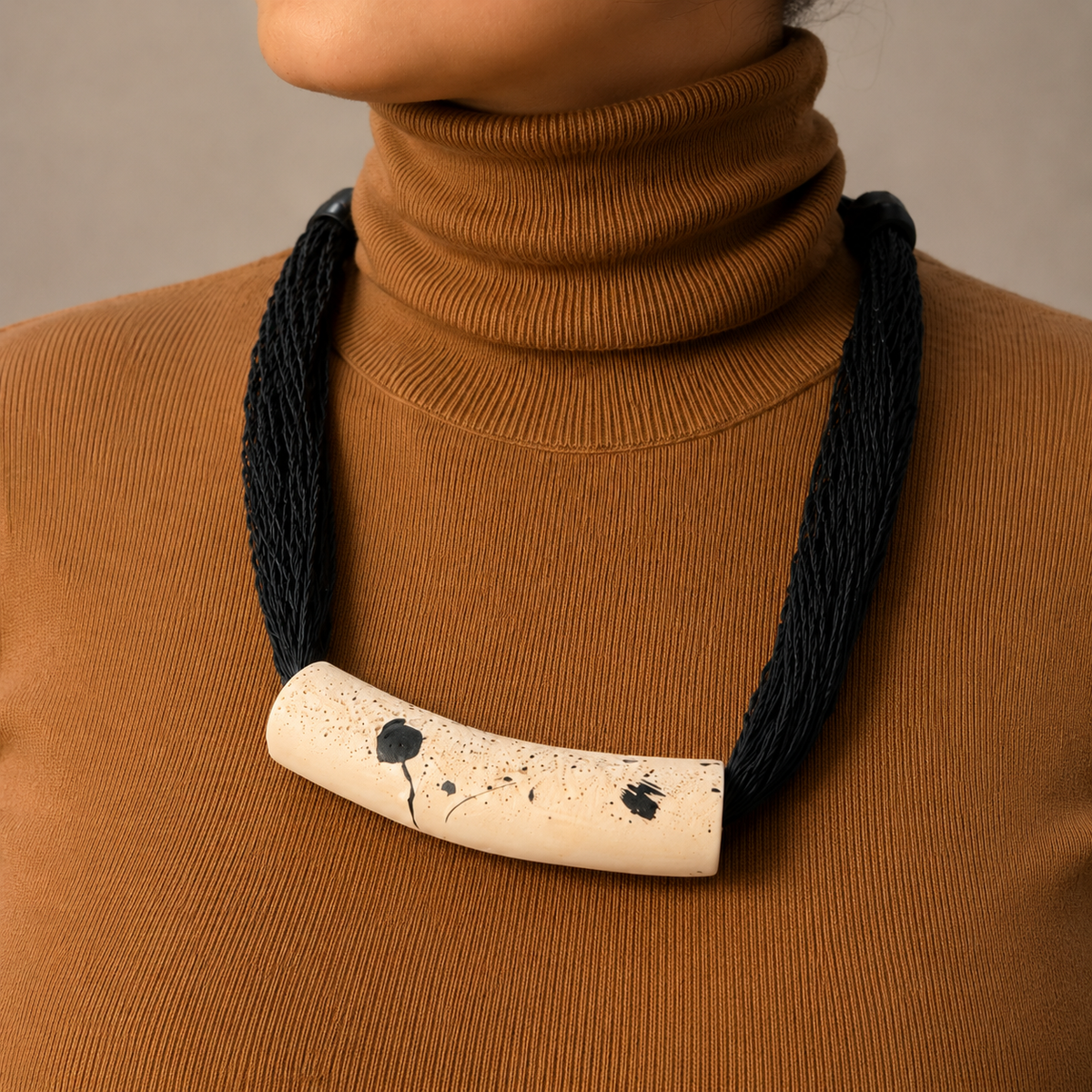 Catarina Concept Fishing Net & Ceramic Statement Necklace