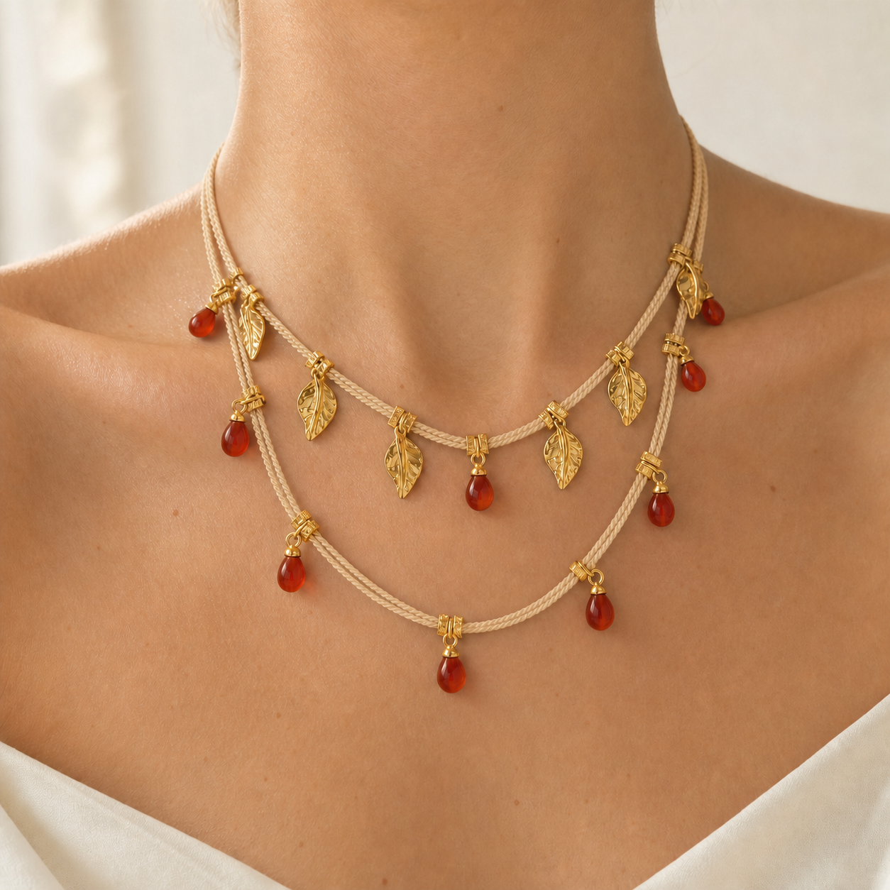 Ethereal Amazonia Elegant Buriti Necklace with Natural Stones – view 2