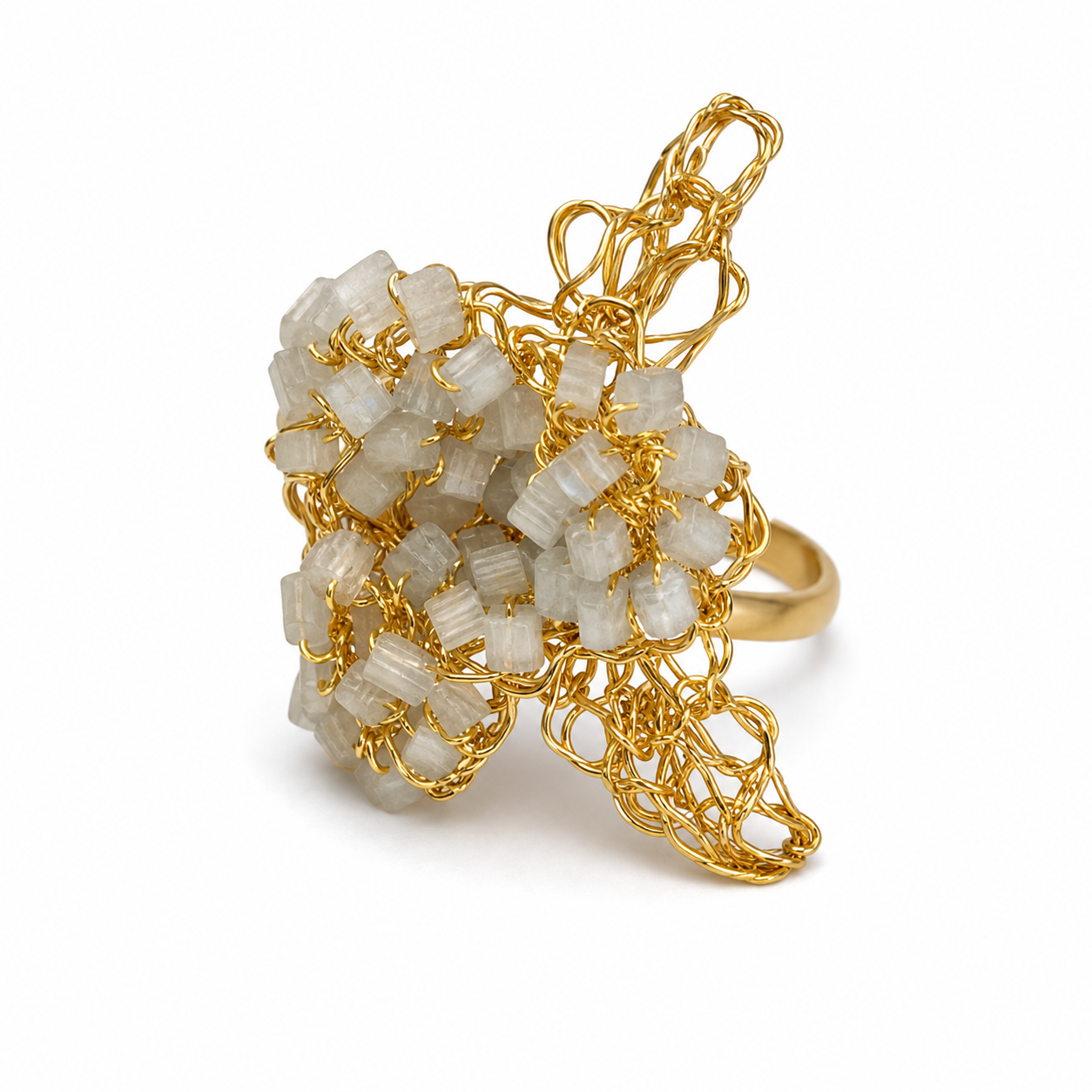Blooming Beauty  Raquel Flowery Meadow Crochet Adjustable Ring