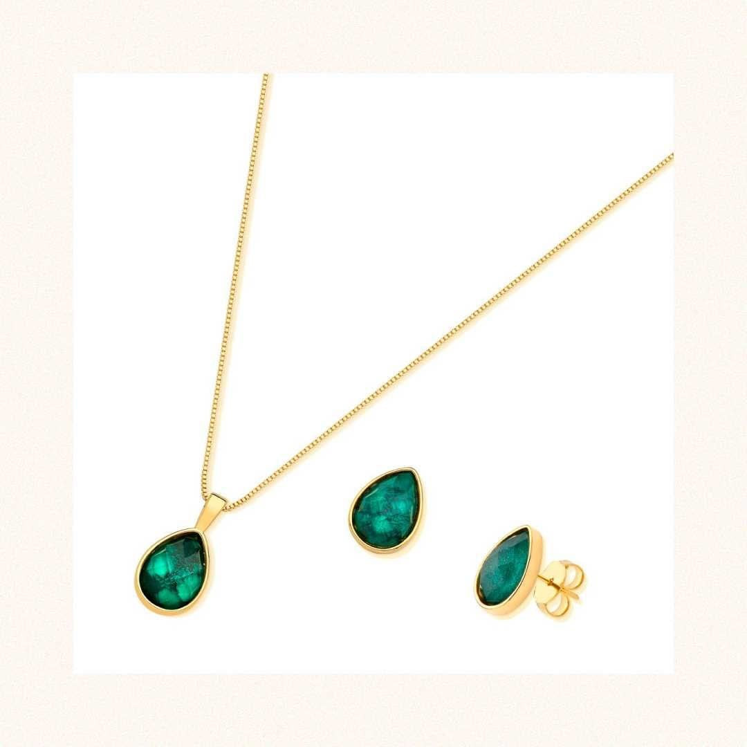 PureNature Ornaments Drop Shape Emerald Earrings