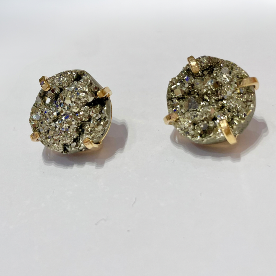 Natural Pyrite Earrings | Raw Pyrite Stone Earrings