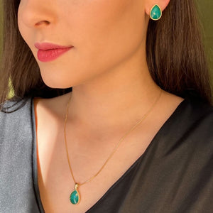PureNature Ornaments Drop Shape Emerald Earrings