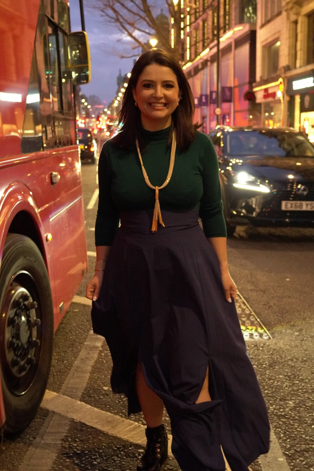 Daiane in London wearing Brazilian jewellery as the idea for Treasures of Brazil took shape