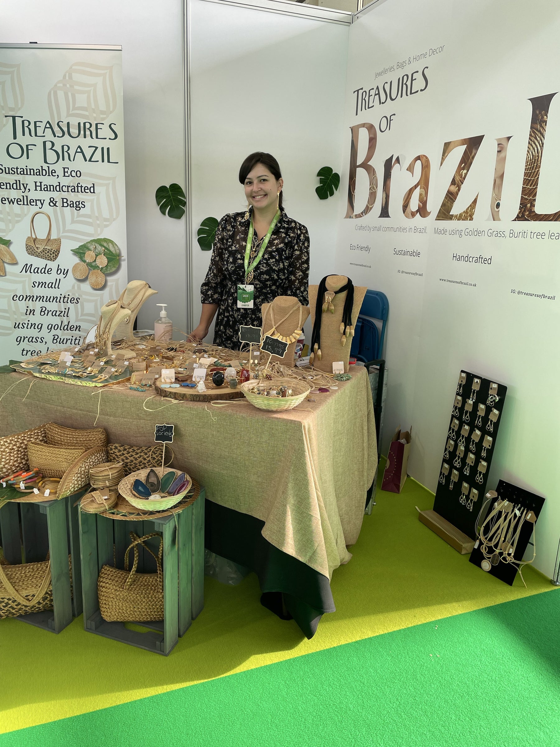 Daiane beside the first fully branded Treasures of Brazil retail display in October 2021