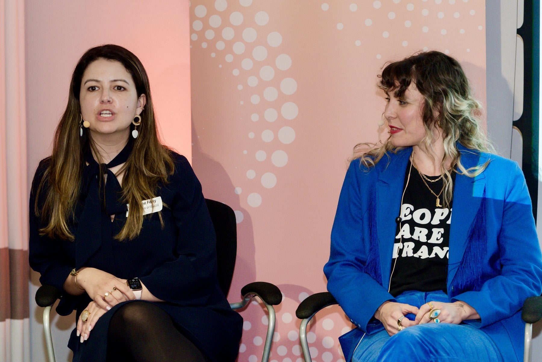 Daiane speaking about small business and ethical sourcing at a panel in 2024