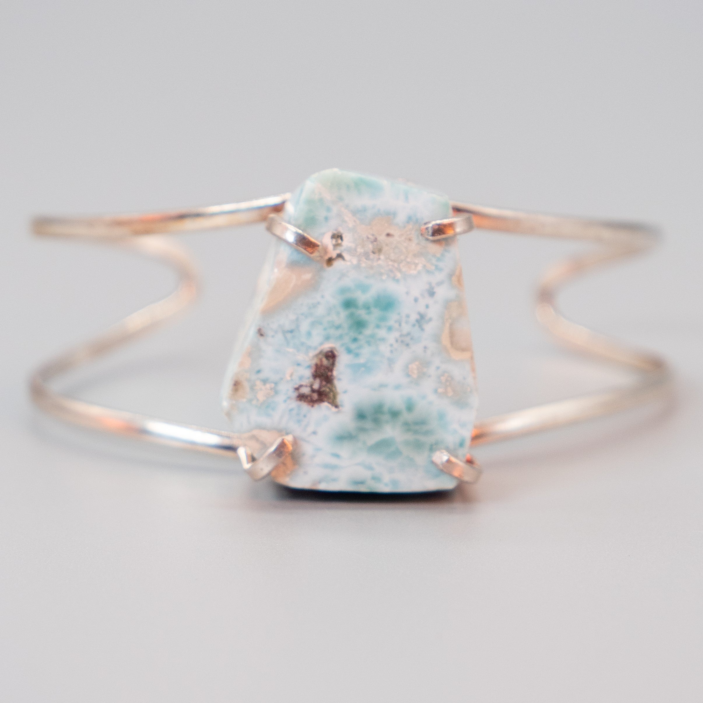 PearlFusion Adjustable Cuff Bracelet - Larimar Stone