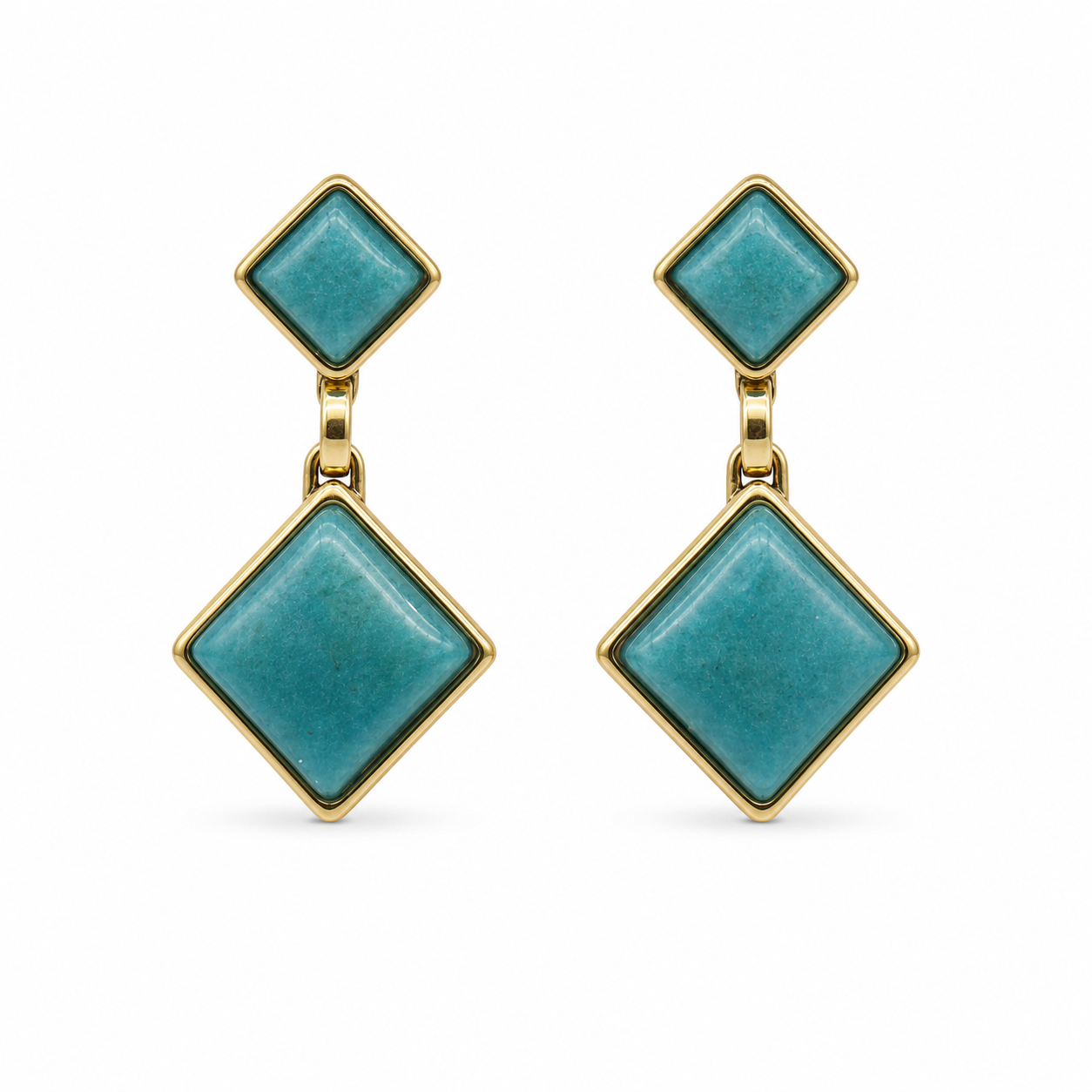Blue quartz and light blue quartz Pedras do Brasil natural stone PVD drop earrings