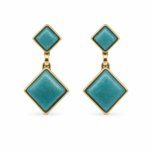 Blue quartz and light blue quartz Pedras do Brasil natural stone PVD drop earrings