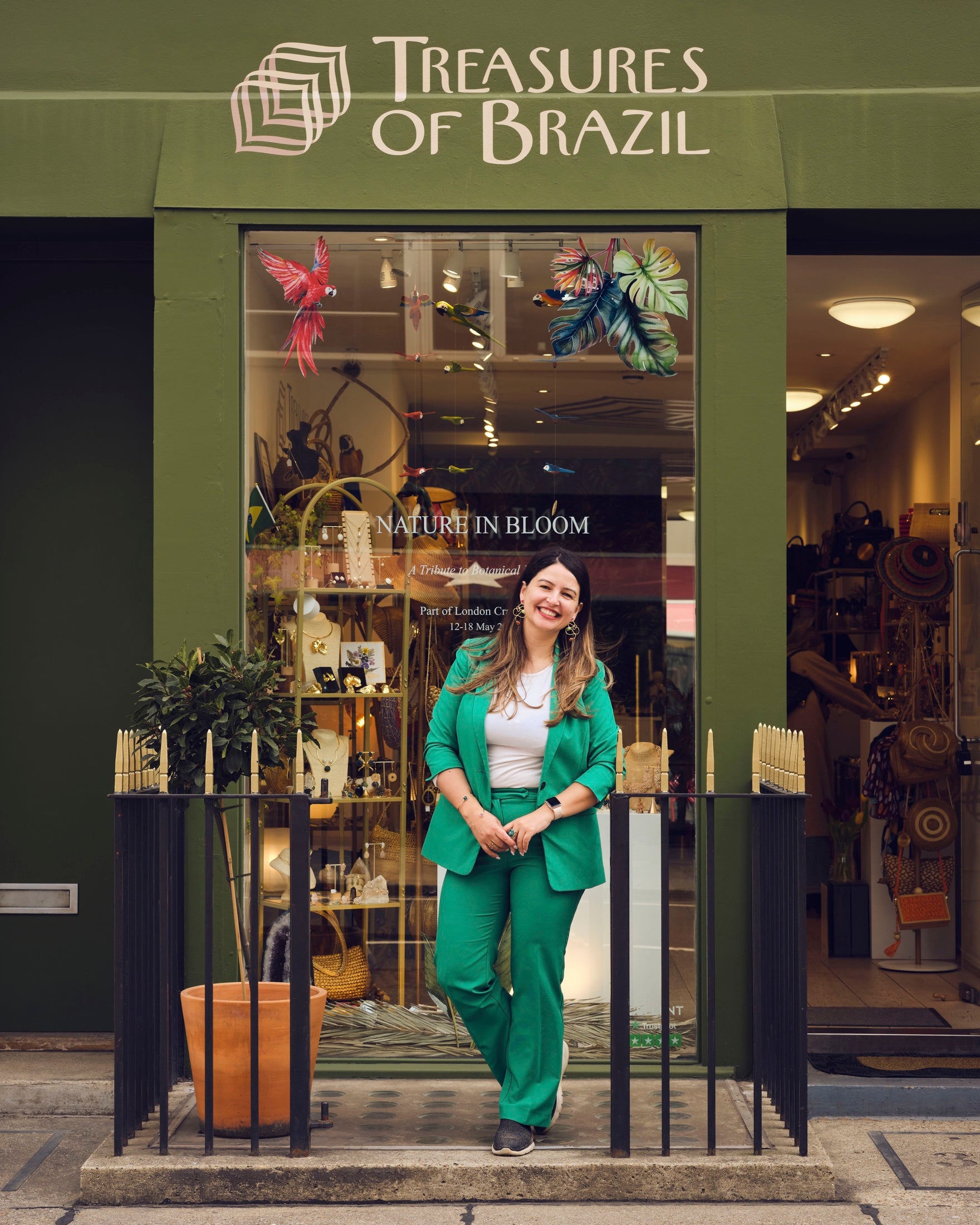 Daiane outside the Treasures of Brazil shop in Marylebone