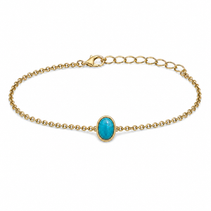 Blue quartz Brazilian stone bracelet with gold-tone PVD finish