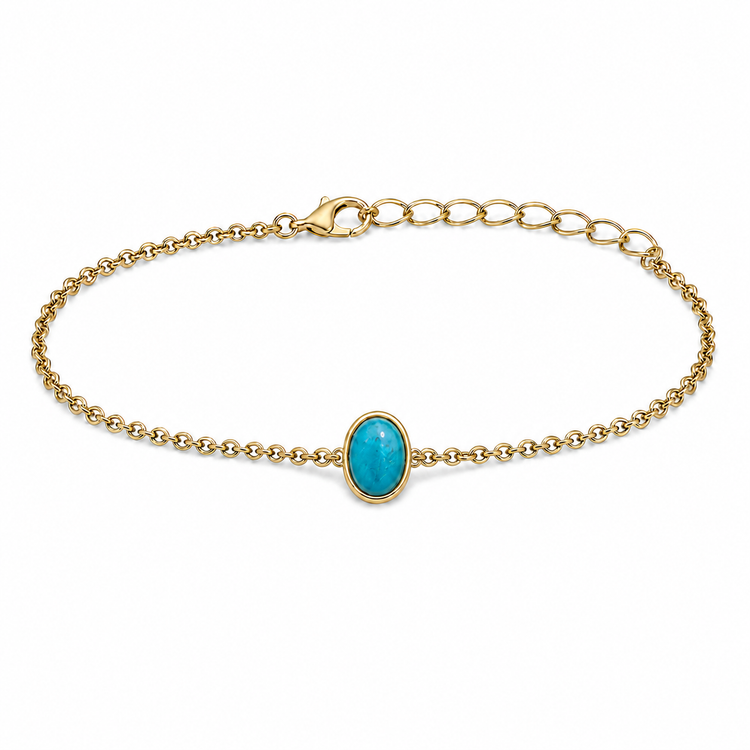 Blue quartz Brazilian stone bracelet with gold-tone PVD finish
