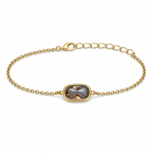 Obsidian Brazilian stone bracelet with gold-tone PVD finish