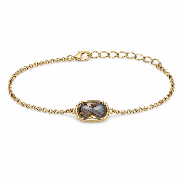 Obsidian Brazilian stone bracelet with gold-tone PVD finish