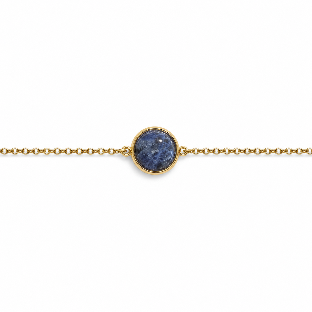 Sodalite Brazilian stone bracelet with gold-tone PVD finish