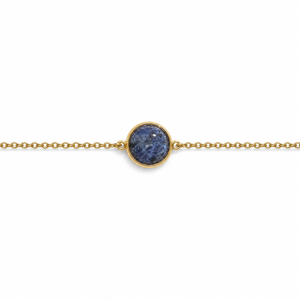 Sodalite Brazilian stone bracelet with gold-tone PVD finish