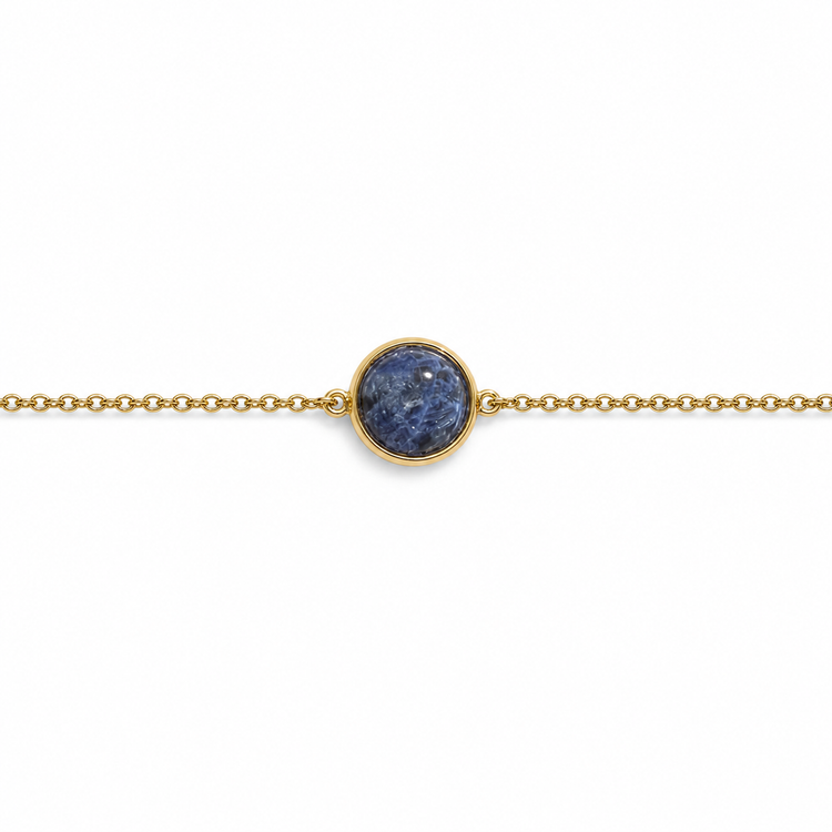 Sodalite Brazilian stone bracelet with gold-tone PVD finish
