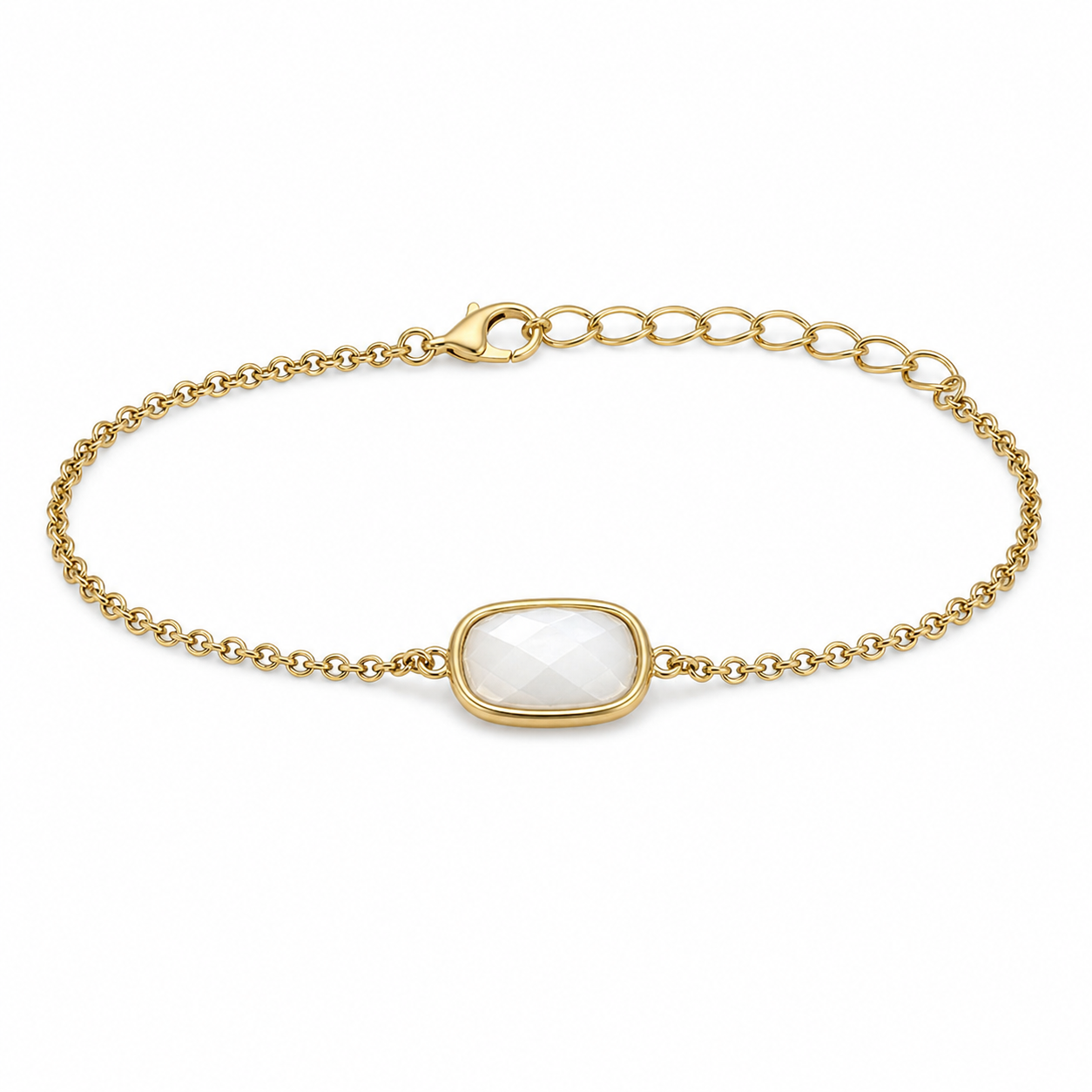 White agate Brazilian stone bracelet with gold-tone PVD finish