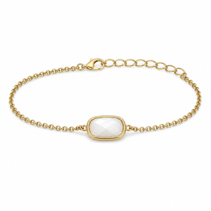 White agate Brazilian stone bracelet with gold-tone PVD finish