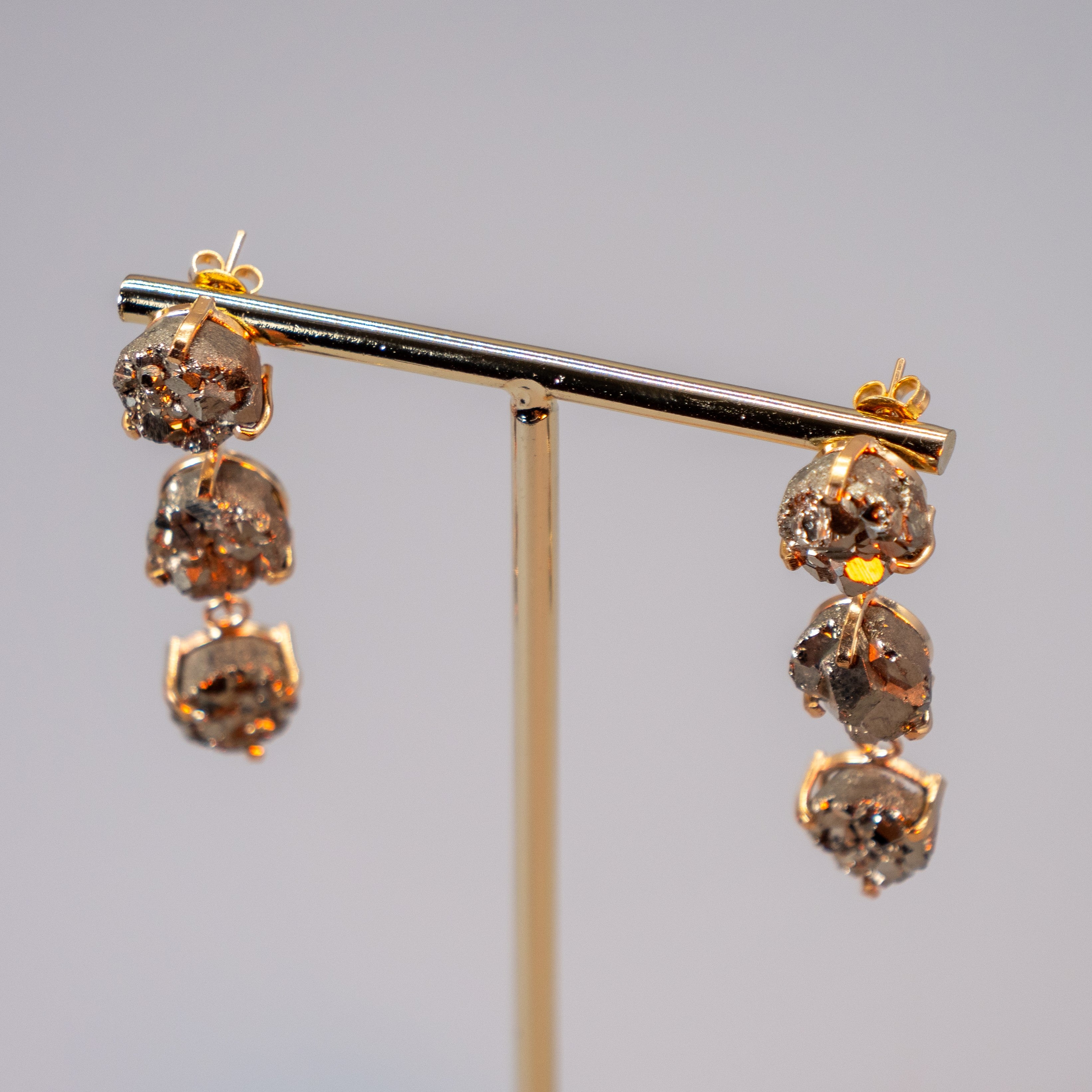 PearlFusion Pyrite Dangling Earrings