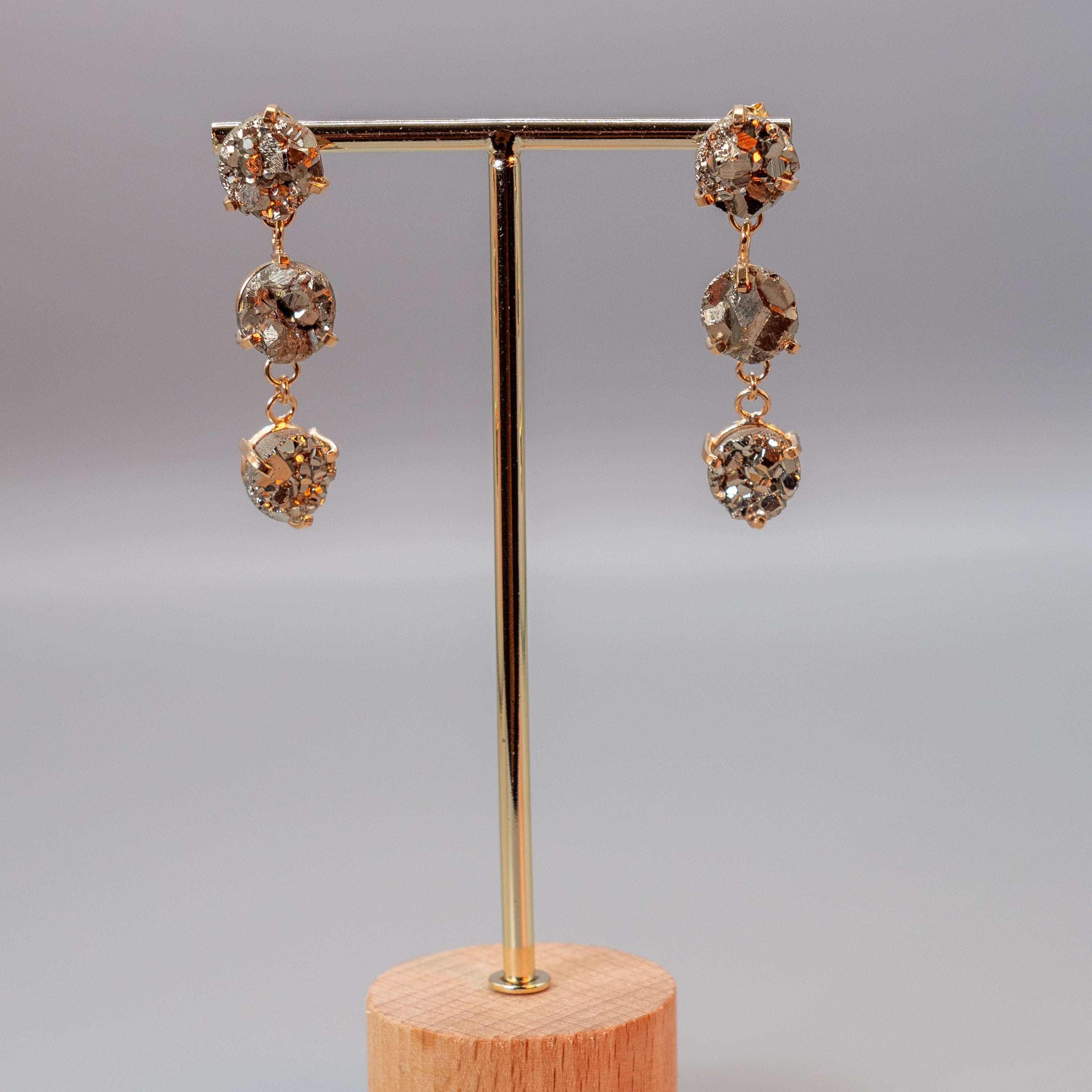 PearlFusion Pyrite Dangling Earrings