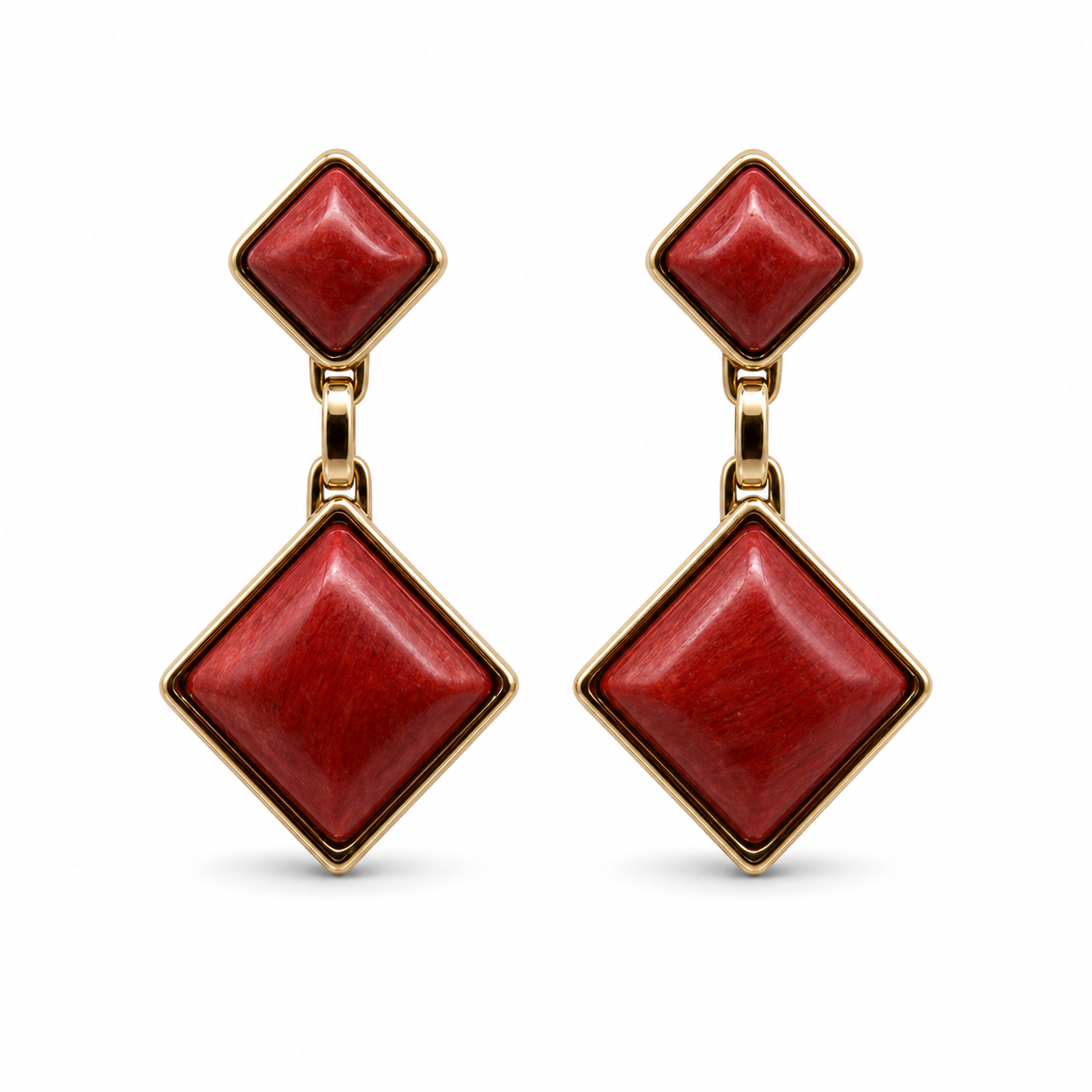 Red amazonite Pedras do Brasil natural stone PVD drop earrings