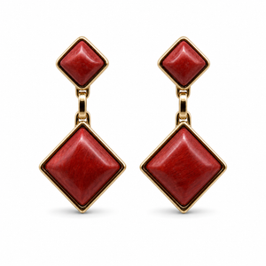 Red amazonite Pedras do Brasil natural stone PVD drop earrings