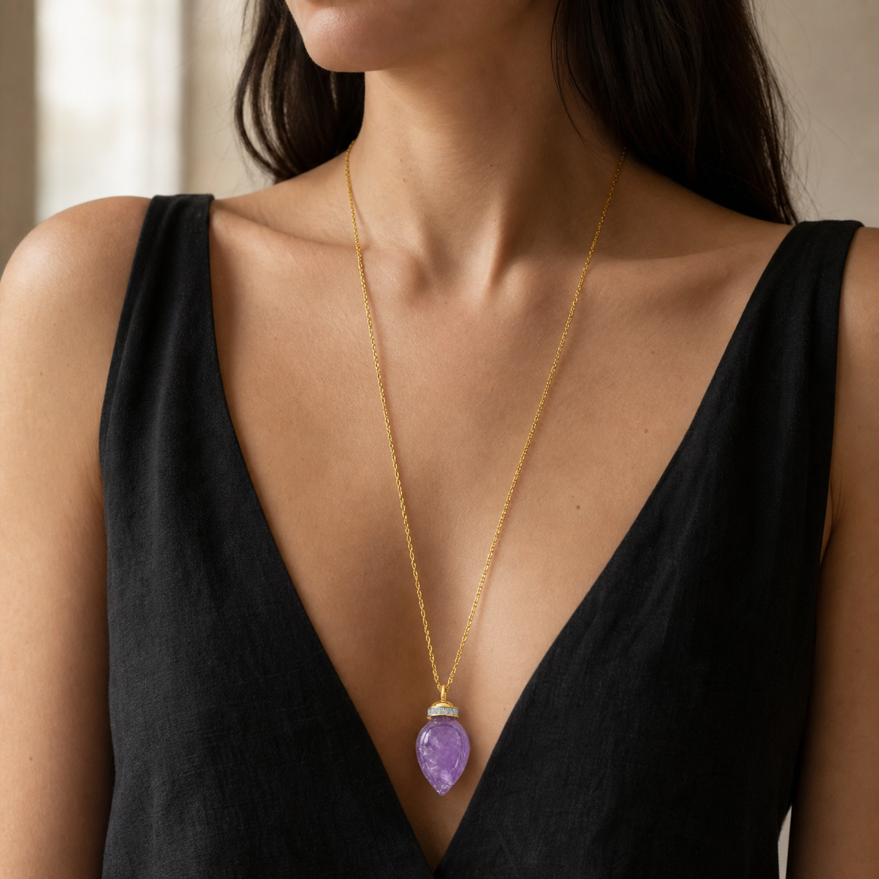 TerraFusion Gems Fairy Potion Amethyst Long Necklace – view 2