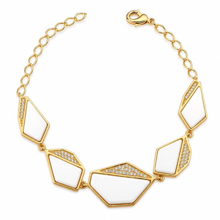 TerraFusion Gems Cosmic Angles White Porcelain Bracelet – view 1