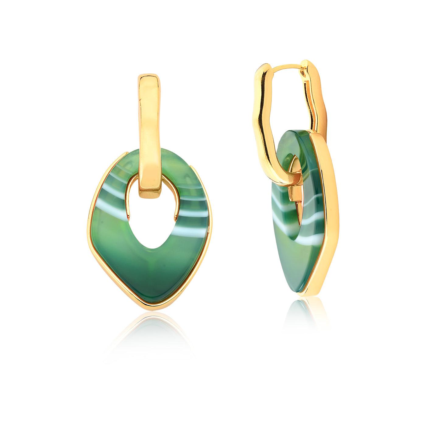 Ayla Earrings - Green Agate Treasures of Brazil