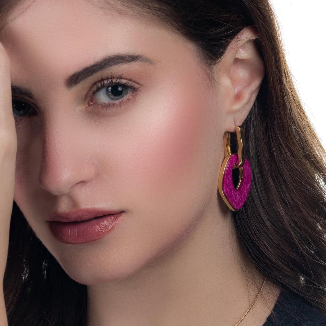 Ayla Earrings - Pink Agate Treasures of Brazil