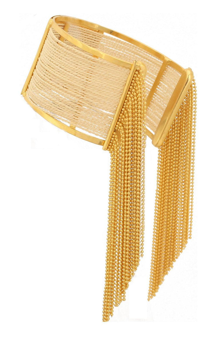 Cuff Bracelet made using Buriti tree straw - 18k Gold Plated Treasures of Brazil