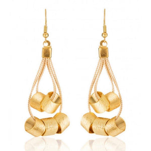Earrings with Buriti and Gold Plated Adornment Treasures of Brazil