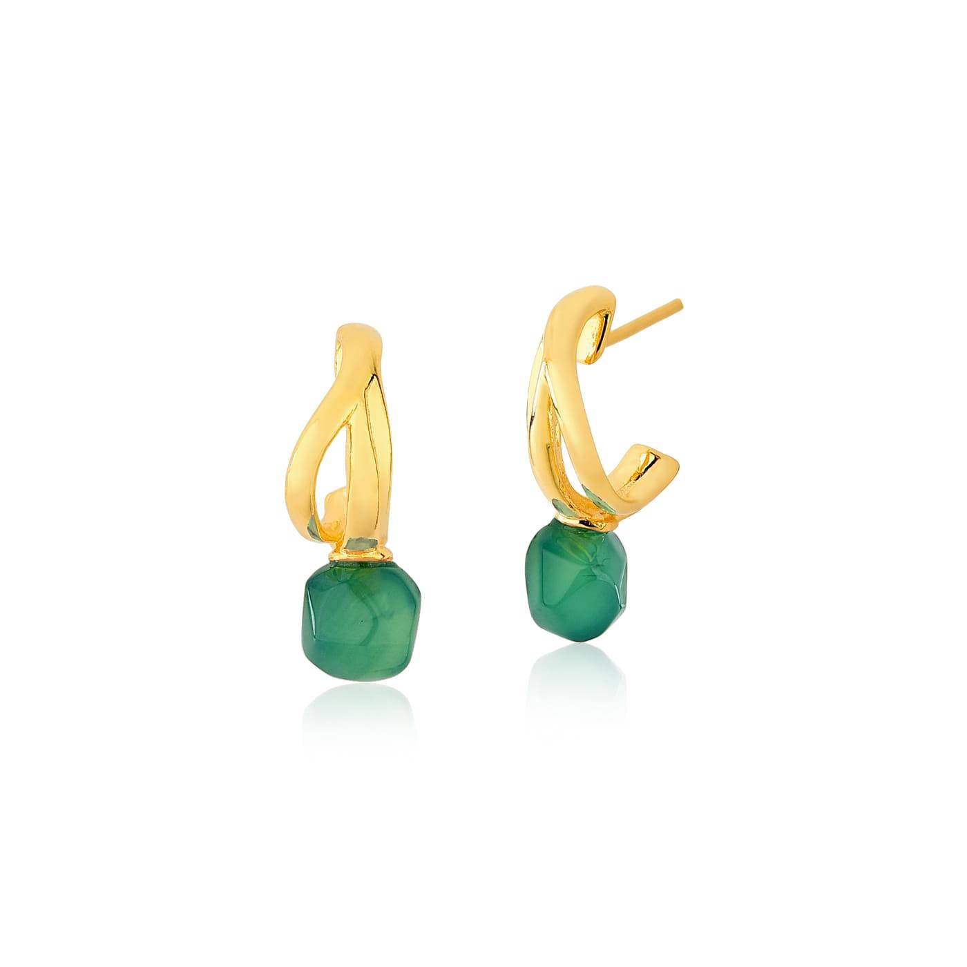 Green Agate Earrings - Ayla Collection Treasures of Brazil