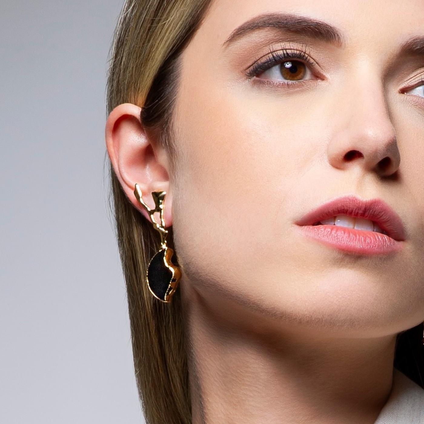 Black Agate Earrings - Ayla Collection - Treasures of Brazil
